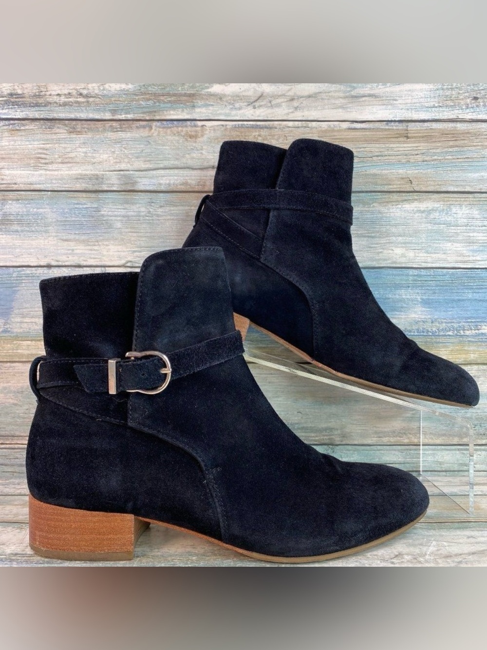 & Other Stories Ankle Boot Bootie Womens Size 9 Black Suede Block Heel Pull On